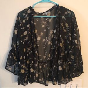 Black floral kimono